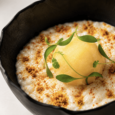Postres amb gelat de mandarina