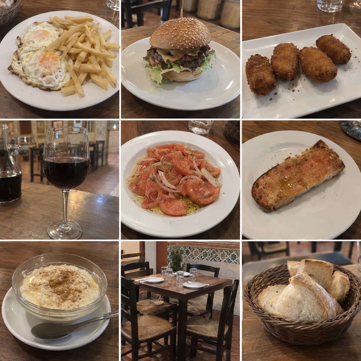Simulació de nou fotos espontànies d'un restaurant genèric